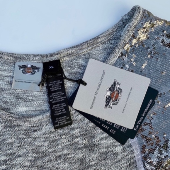 Harley-Davidson Silver Sequin Long Sleeve Sweater - Picture 7 of 8